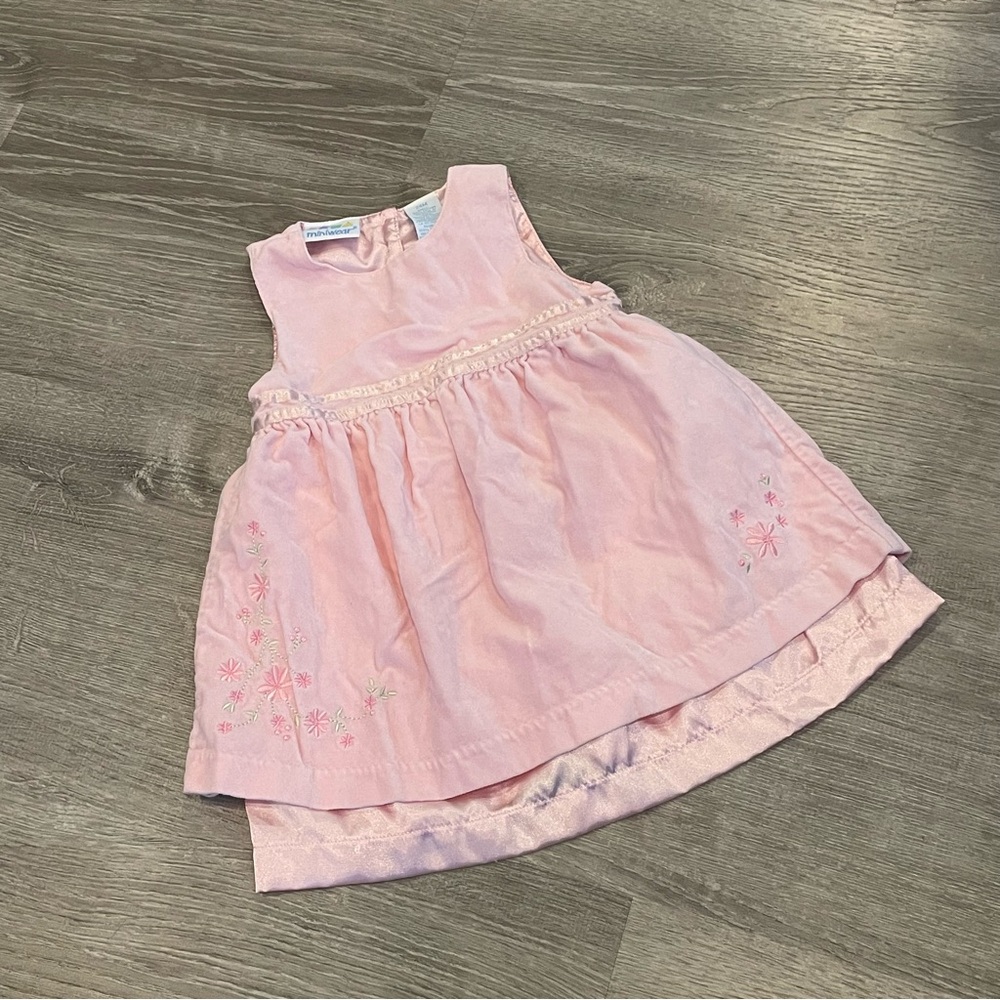 Vintage Miniwear Baby Girls Pink Flower Dress Size 24 Months